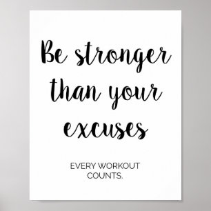 Gym, werkuitval, fitness Motivatie wanddecor Poster