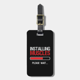 Gym Workout Fitness Body Builder Spier installeren Bagagelabel