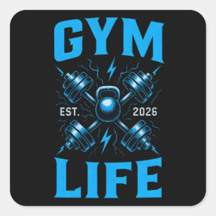 Gymleven Opgericht 2026 – Nieuw Hoofdstuk Fitness Vierkante Sticker