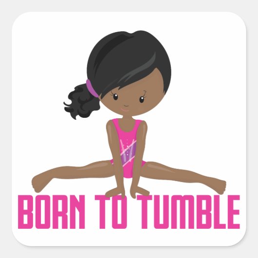 Gymnast - Afrikaans-Amerikaans Vierkante Sticker (Voorkant)