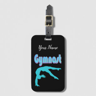 Gymnast Back Handspring Stap uit Blauwgroen Bagagelabel