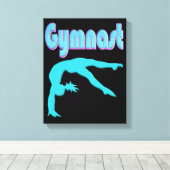 Gymnast Back Handspring Stap uit Blauwgroen Canvas Afdruk (Insitu (Houten vloer))