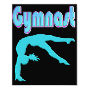 Gymnast Back Handspring Stap uit Blauwgroen Foto Afdruk