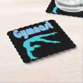 Gymnast Back Handspring Stap uit Blauwgroen Kartonnen Onderzetters (Gebogen)