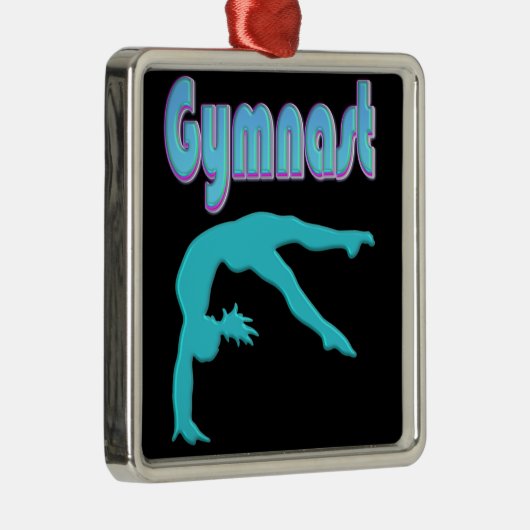Gymnast Back Handspring Stap uit Blauwgroen Metalen Ornament (Rechts)