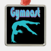 Gymnast Back Handspring Stap uit Blauwgroen Metalen Ornament (Voorkant)