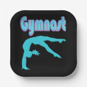Gymnast Back Handspring Stap uit Blauwgroen Papieren Bordje (Voorkant)