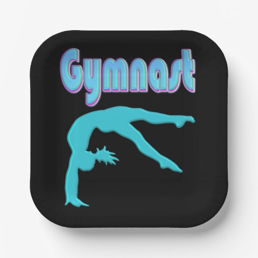 Gymnast Back Handspring Stap uit Blauwgroen Papieren Bordje (Voorkant)