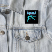 Gymnast Back Handspring Stap uit Blauwgroen Vierkante Button 5,1 Cm (In situ)