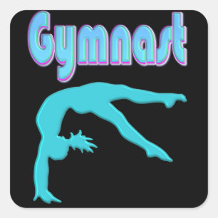 Gymnast Back Handspring Stap uit Blauwgroen Vierkante Sticker