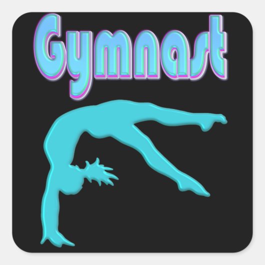 Gymnast Back Handspring Stap uit Blauwgroen Vierkante Sticker (Voorkant)