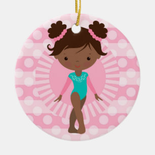Gymnast - Cute Gymnastics African American Keramisch Ornament