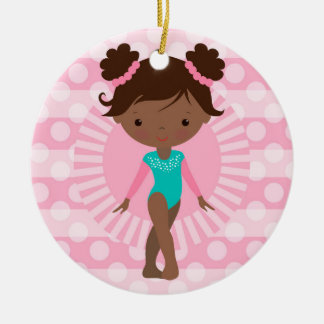 Gymnast - Cute Gymnastics African American Keramisch Ornament