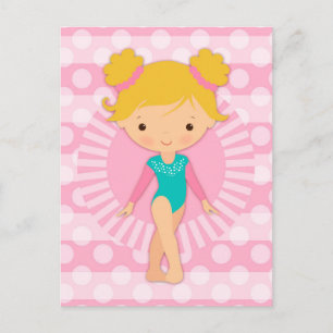Gymnast - Cute Gymnastics Pink Aqua Blonde Briefkaart