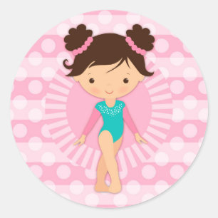 Gymnast - Cute Gymnastics Pink Turquoise Ronde Sticker