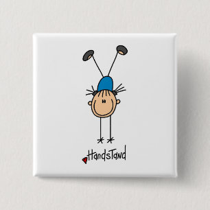 Gymnast Doing Handstaties Vierkante Button 5,1 Cm