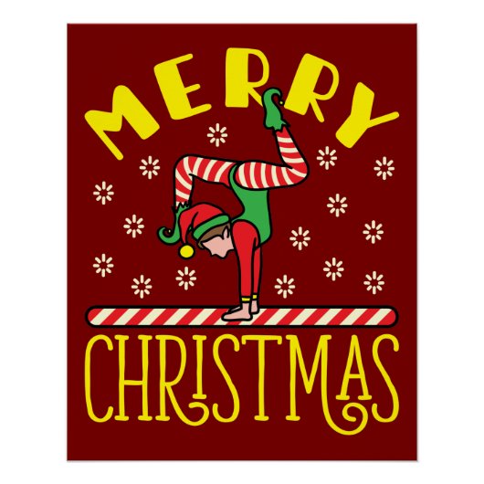 Gymnast Elf over het kerstfeest van de Beam Gymnas Perfect Poster (Voorkant)