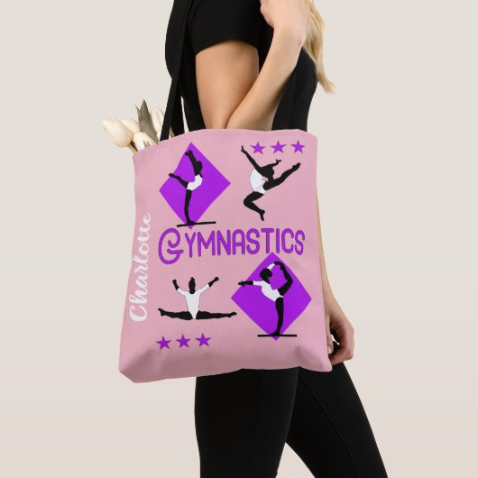 Gymnast Figures Cute Girls Gymnastics Personalized Tote Bag (Dichtbij)
