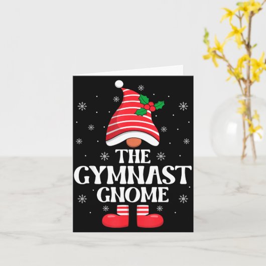 Gymnast Gnome Christmas Family Matching Group Funn Kaart (Gele Bloem)