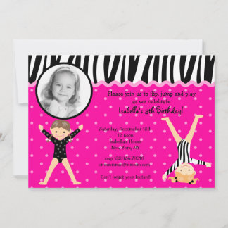 Gymnast Gymnastic Birthday Party Invitations Kaart