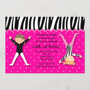 Gymnast Gymnastic Birthday Party Invitations Kaart