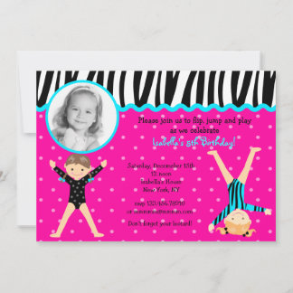 Gymnast Gymnastic Birthday Party Invitations Kaart