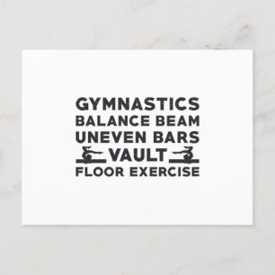 Gymnast Gymnastics Balance Beam Uneven Bars Vault Briefkaart