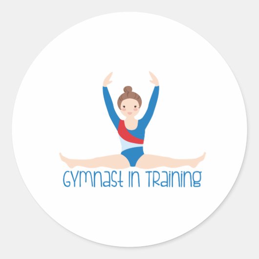 Gymnast in opleiding ronde sticker (Voorkant)