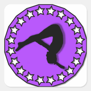 Gymnast in paars vierkante sticker