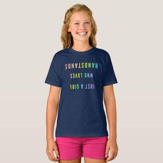 Gymnast Meisje Handstand Fun Rainbow T-shirt (Voorkant volledig)