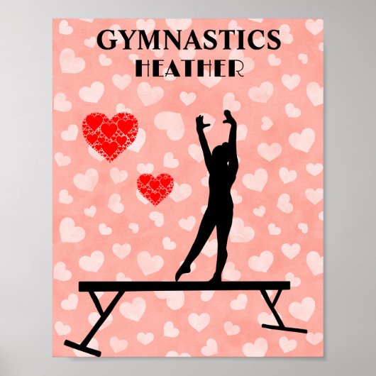 GYMNAST OP BALANSBEAM/HARTEN POSTER (Voorkant)