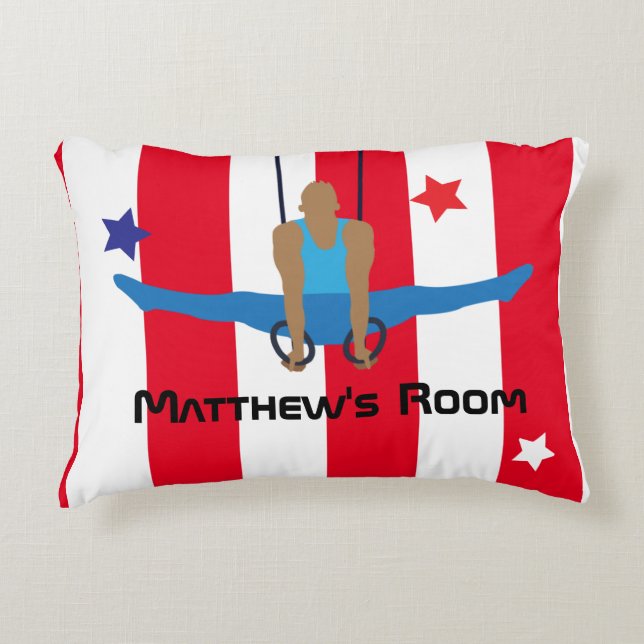 Gymnast op ringen gepersonaliseerd accent kussen (Voorkant)