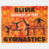Gymnast op vuur - Meisjes Gymnastics Fleece Blanke (Voorkant (Horizontaal))
