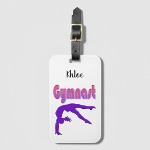 Gymnast Power Tumbling Paars Metallic Bagagelabel