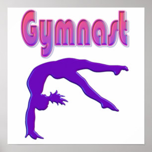 Gymnast Power Tumbling Paars Metallic Poster