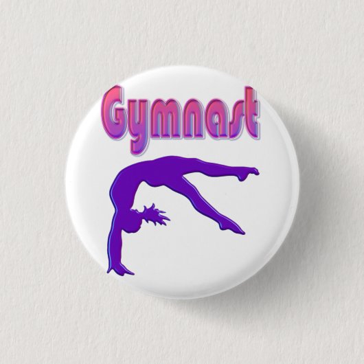 Gymnast Power Tumbling Paars Metallic Ronde Button 3,2 Cm (Voorkant)