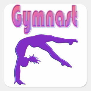Gymnast Power Tumbling Paars Metallic Vierkante Sticker
