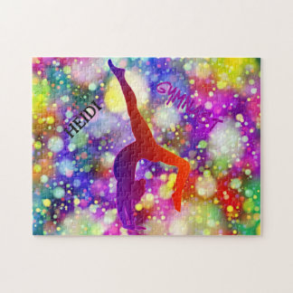 Gymnast puzzle met gepersonaliseerde naam. legpuzzel