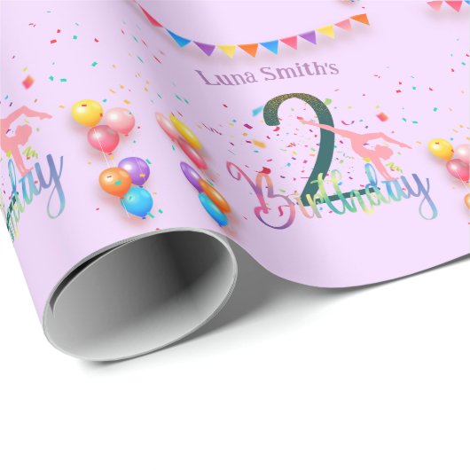 Gymnast schattige kinderen verjaarfeest met kleurr cadeaupapier (Rol Hoek)