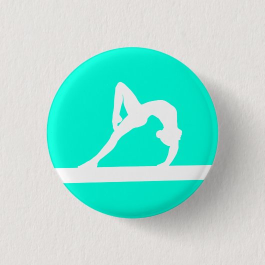 Gymnast Silhouette Button Turquoise (Voorkant)