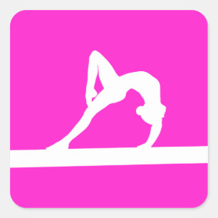 Gymnast Silhouette Sticker Roze
