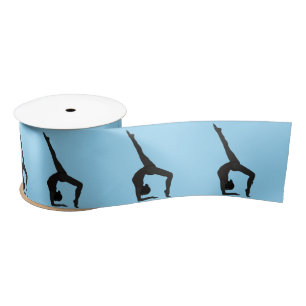 Gymnast Silhouette vliegen op blauw Lint