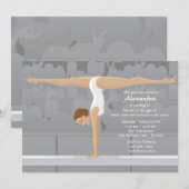 Gymnaste Anniversaire Fête Invitation (Devant / Derrière)