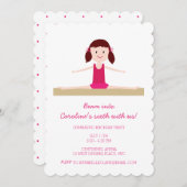 Gymnaste Brunette| Invitation d'anniversaire (Devant / Derrière)