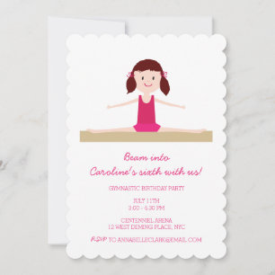 Gymnaste Brunette  Invitation d'anniversaire