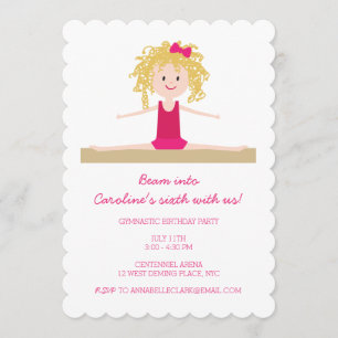 Gymnaste de Blonde Invitation d'anniversaire