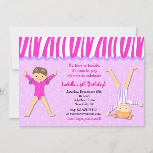 Gymnaste Gymnastique Anniversaire Invitations (Devant)