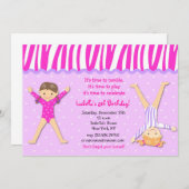 Gymnaste Gymnastique Anniversaire Invitations (Devant / Derrière)