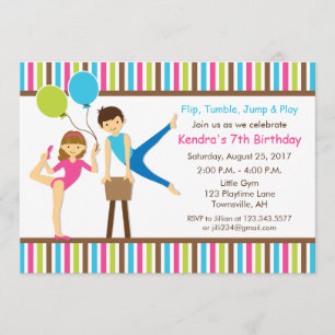 Gymnastic Birthday Invitation Girl and Boy Kaart
