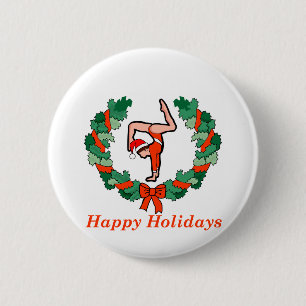 Gymnastic Prettige feestdagen Wreath Ronde Button 5,7 Cm